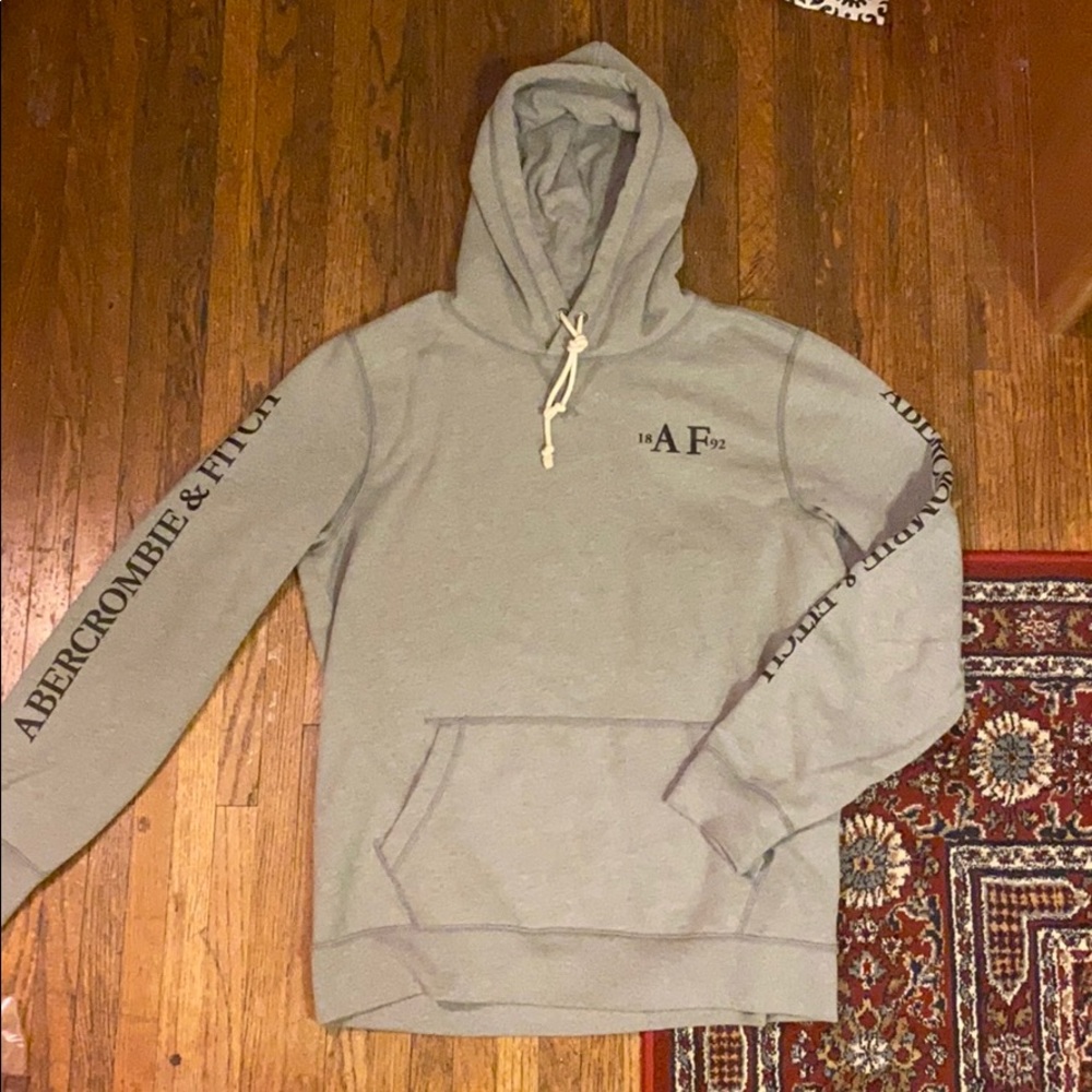 Grey lightweight print logo hoodie
